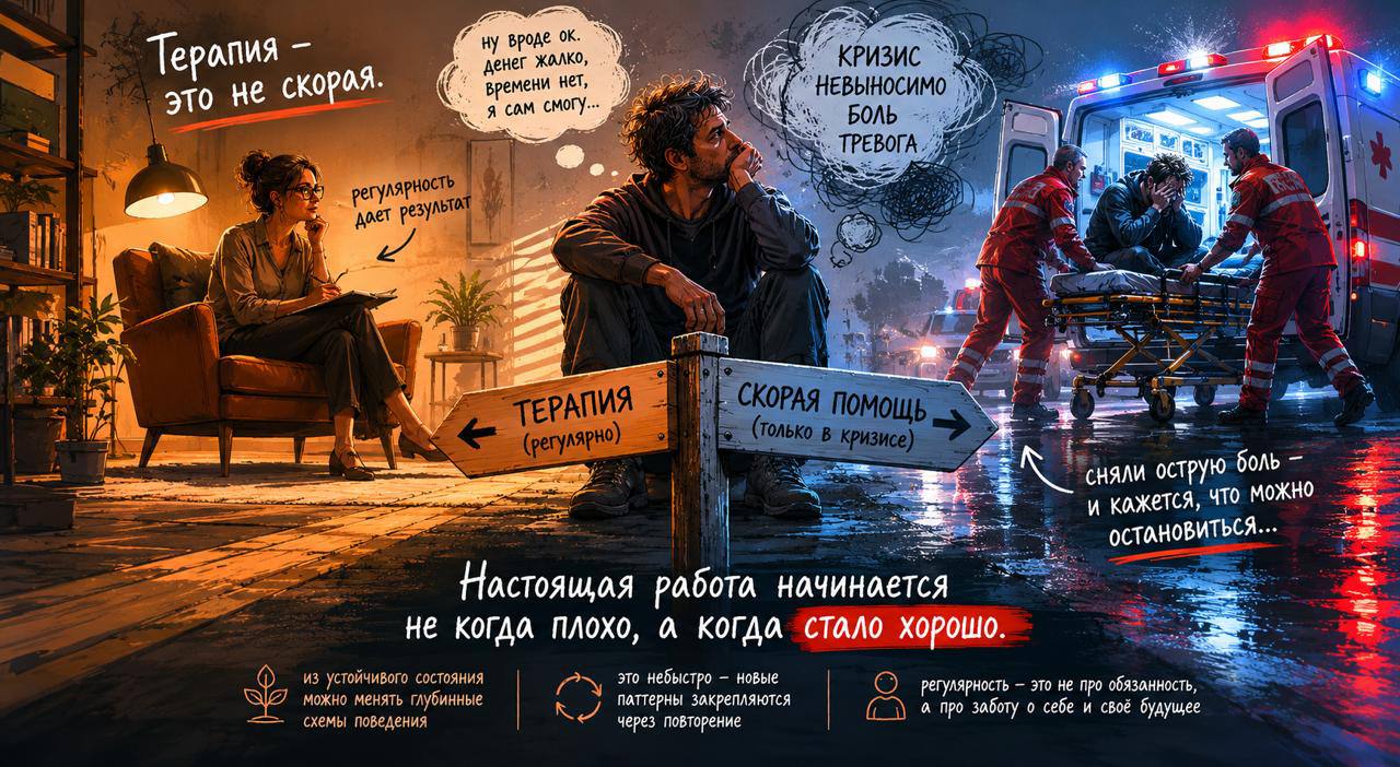 Мой психотерапевт однажды сказала мне: «Саша, тебе не ко мне — тебе скорую надо вызывать»